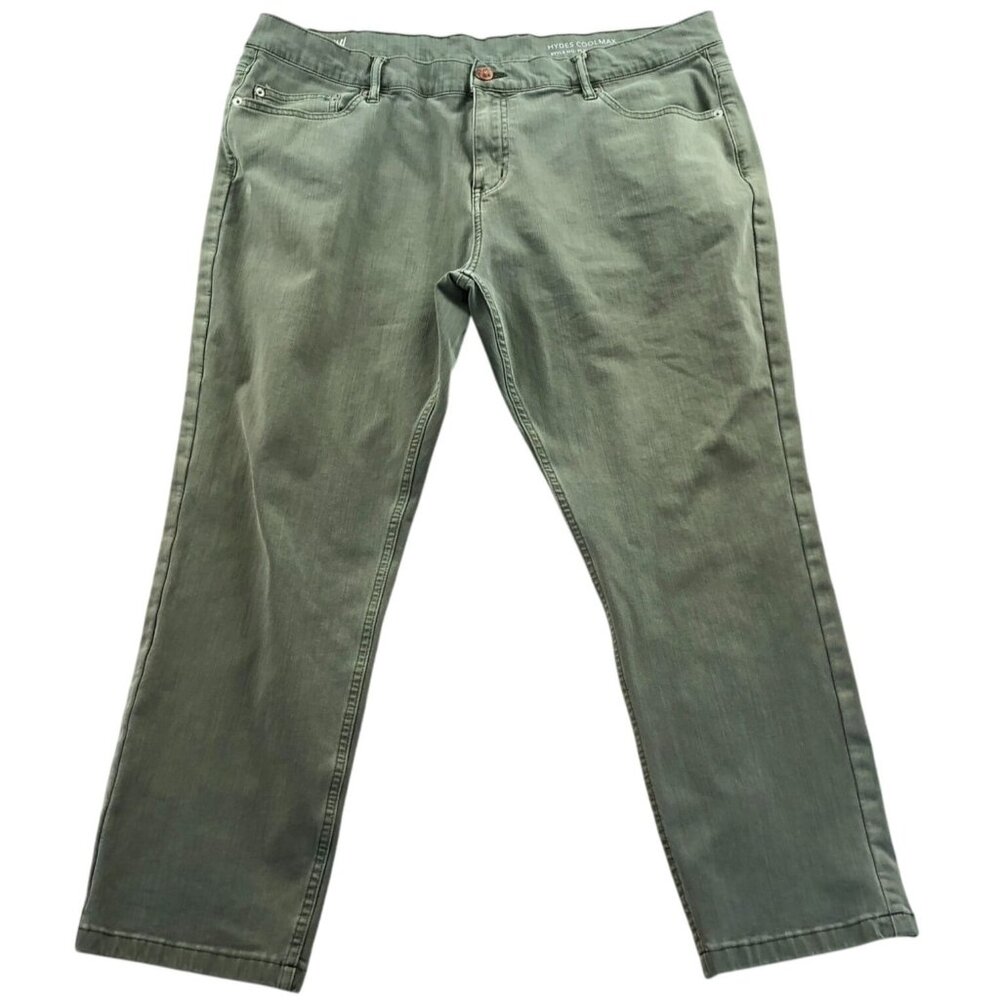 Mugsy Mens Hydes Coolmax Jeans 39X27 Measured Green Straight Leg Classic Casual